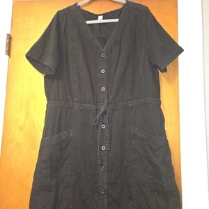 Black Old Navy button down/tie waist dress